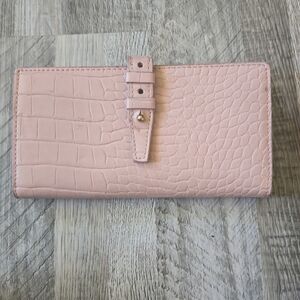 Love & Lore Blush Pink Crocodile Vegan Leather Continental Wallet Clutch